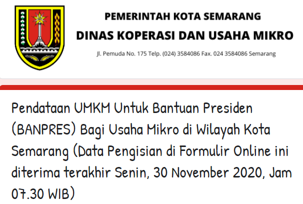 Klik Bit Ly Bansos Pusat Smg Daftar Banpres Umkm Semarang Go Bizz