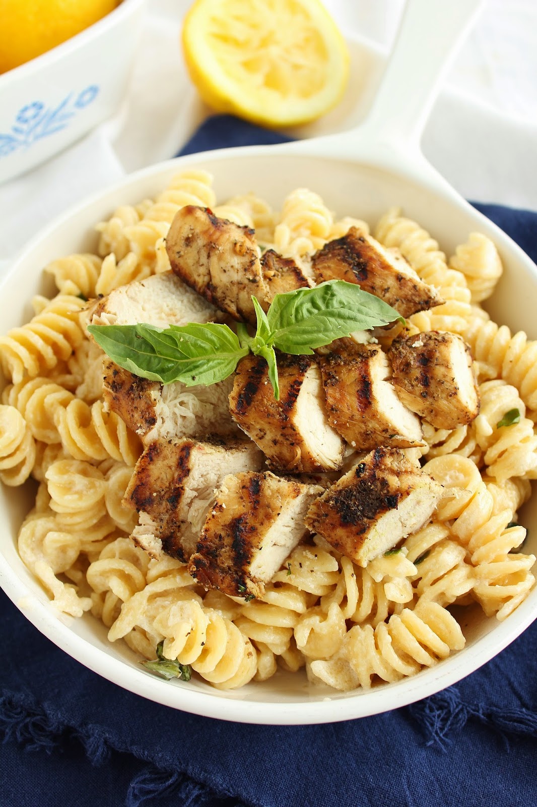 Grilled Chicken with Lemon Basil Pasta