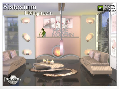 sistexium livingroom Sistexium гостиная для The Sims 4 sistexium гостиная. современность и комфорт. мягкий цвет и текстура дерева. диван. диванные подушки потолочный светильник. журнальный столик. камин. декоративный беспорядок, домашний и современный. Коврики из искусственного меха. 2 настенные декоративы 1 плитка, 2 сенсора, с прорезями, поставить свечи. 2 картины современных. Автор: jomsims