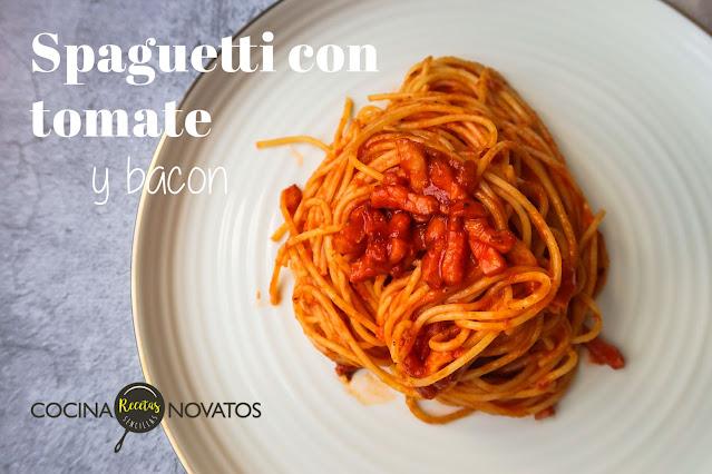 Receta de Spaguetti con tomate y bacon