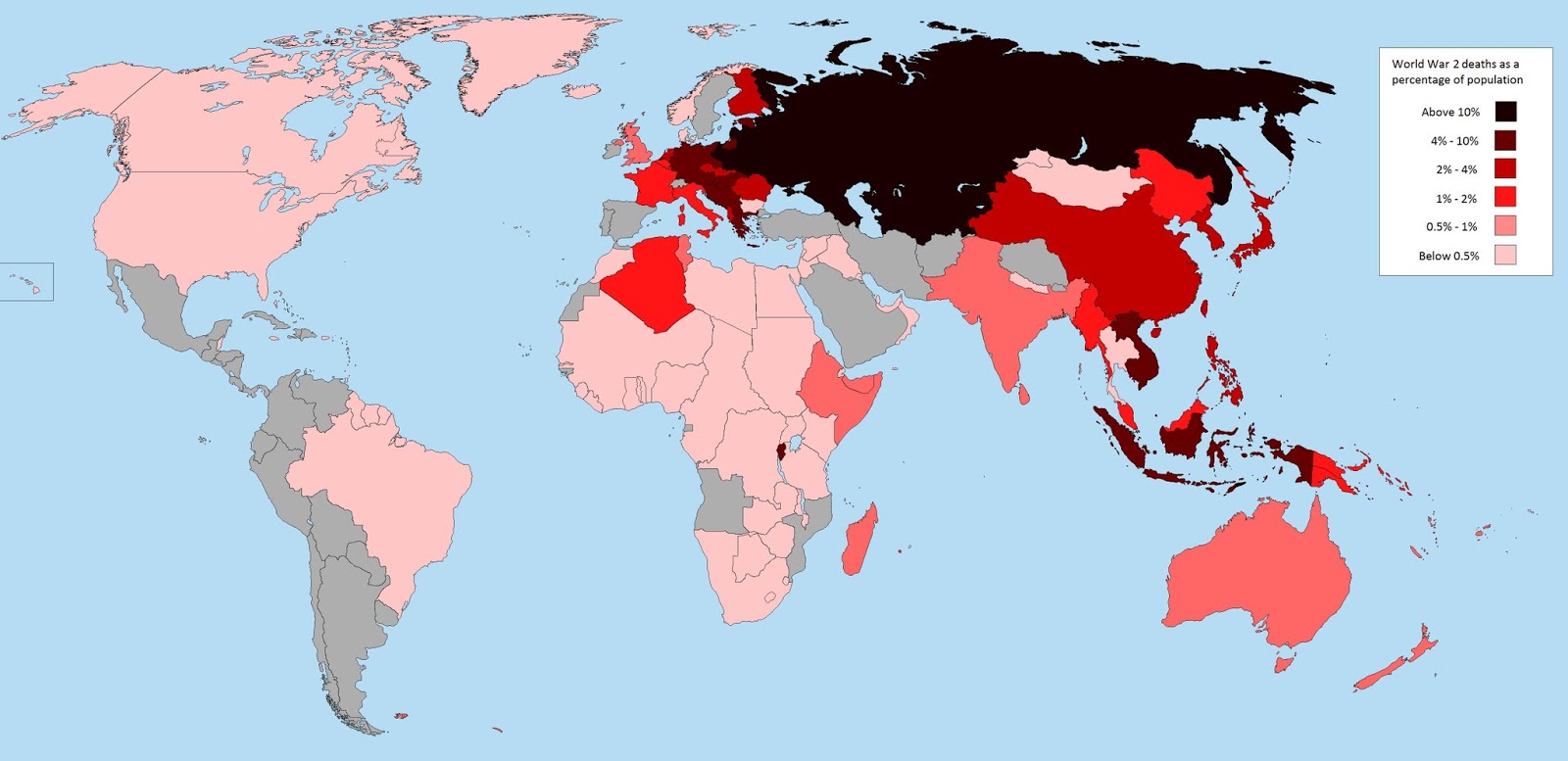 World War Ii Deaths As A Percentage Of Each Nations Population Vivid