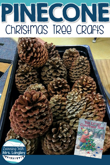 Christmas crafts in kindergarten and 1st grade are fun even if they get a little messy! These Christmas tree crafts are simple to do and good for fine motor practice. Families will love getting a little Christmas tree and students will love these Christmas activities. Fun idea to teach with the book The Little Christmas Tree by Karl Ruhmann. #kindergartenclassroom #christmascrafts #learningwithmrslangley