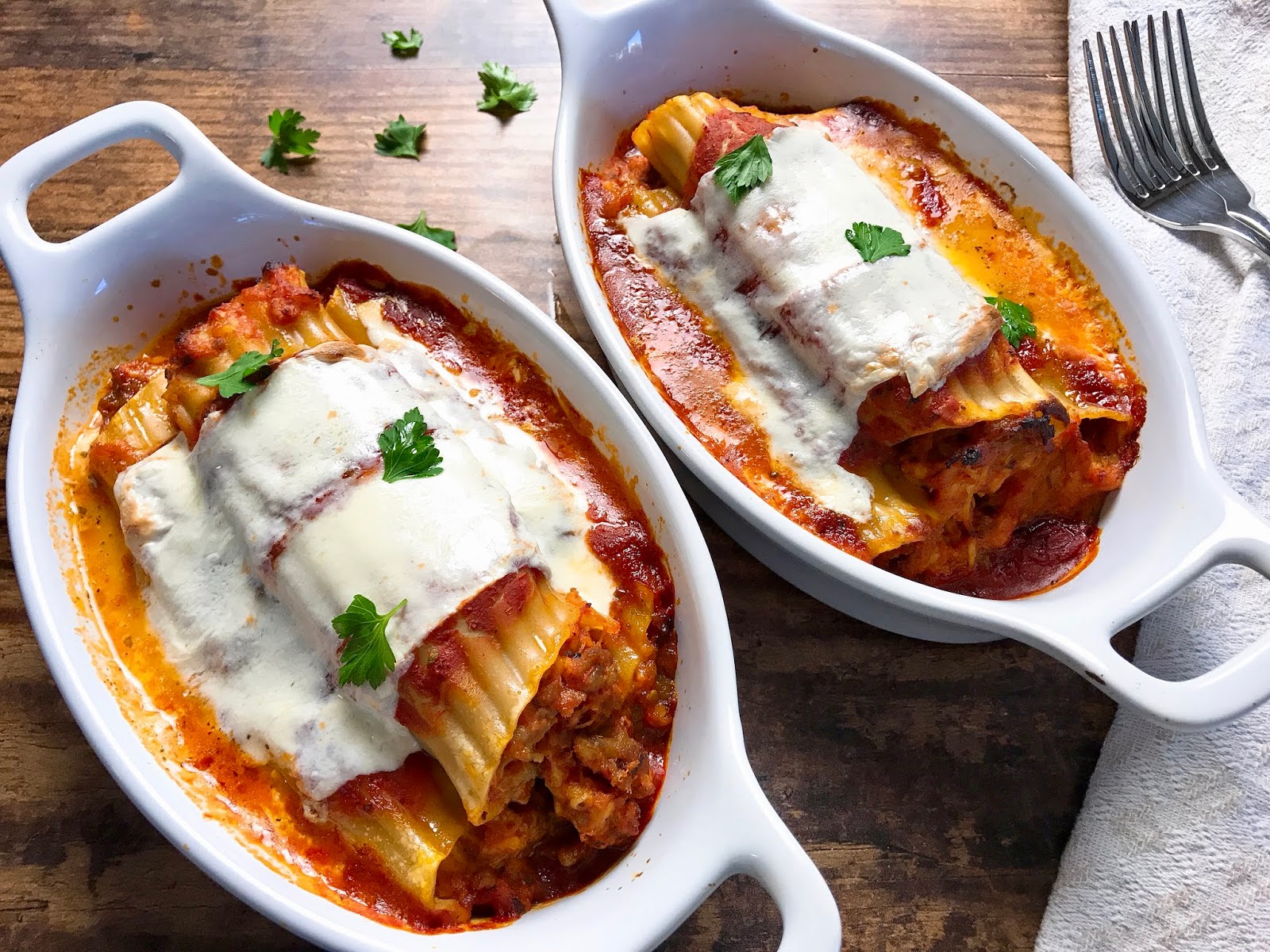 Easy Sausage and Cheese Manicotti