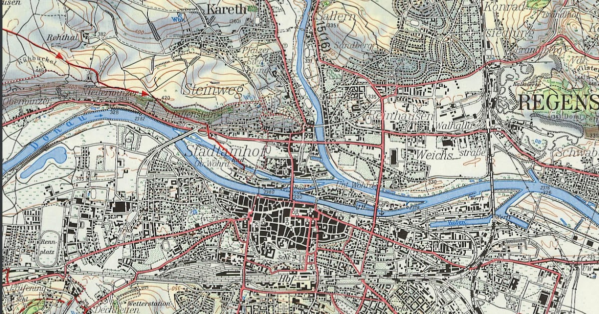 Regensburg historisch: 1967 - Plan von Regensburg in topographischer ...