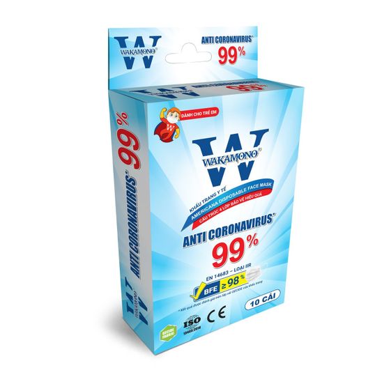 KHẨU TRANG WAKAMONO TRẺ EM (4 LỚP, HỘP 10 CÁI)