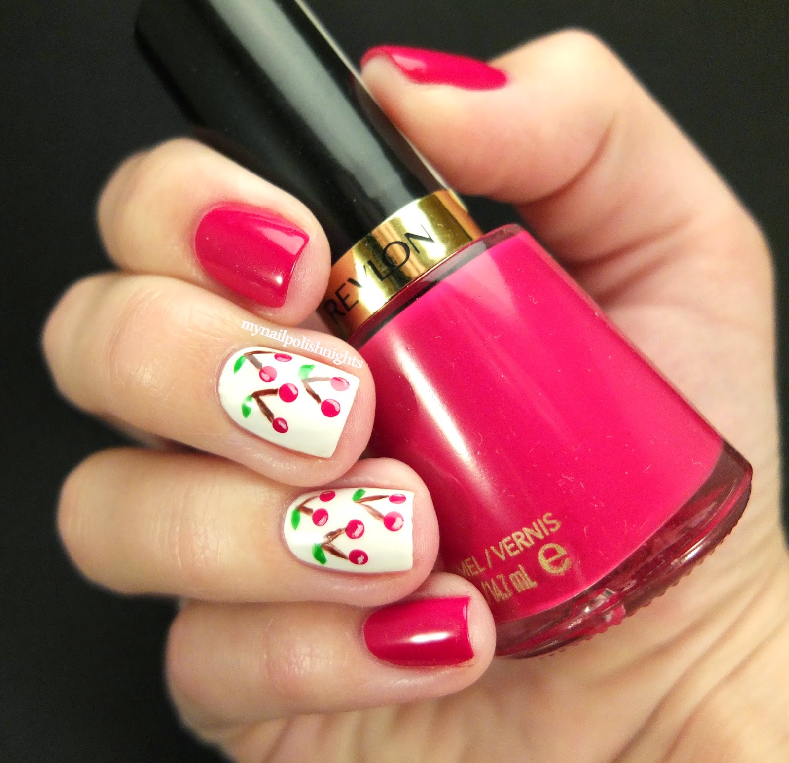 My Nail Polish Nights Cherries on my nails. Using Revlon Cherries in