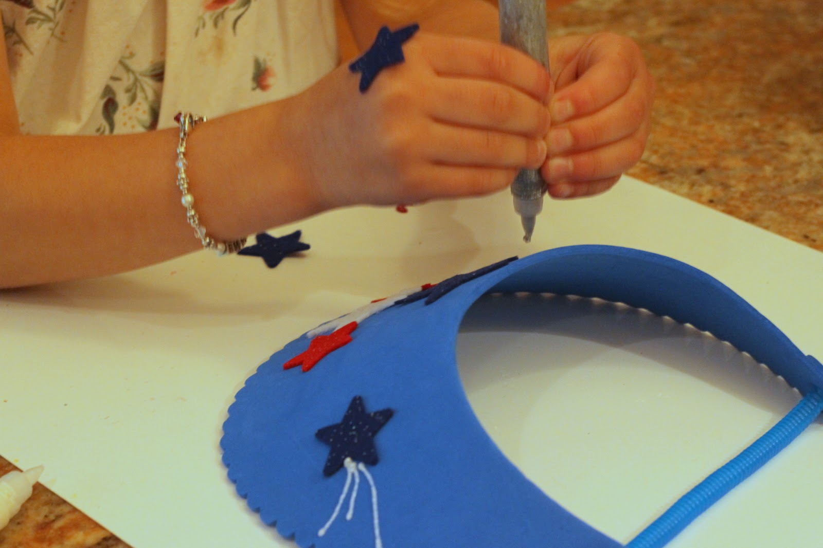Green Owl Art Firework Headband and 4th of July Visor Craft