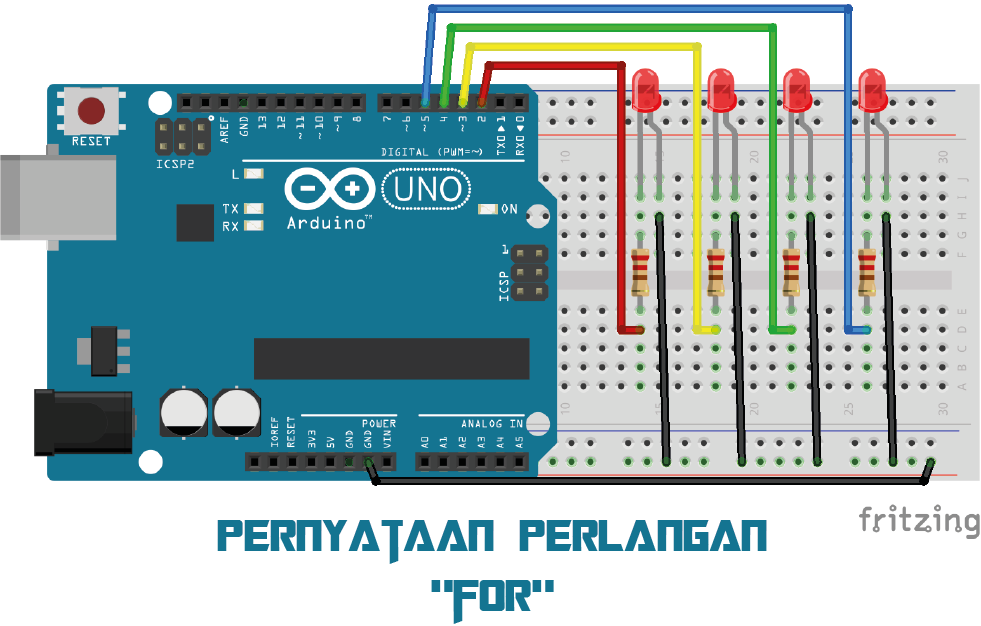pernyataan perulangan for pada pemrograman arduino #5 - D-Robotic Education