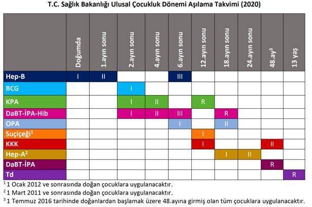 cocukluk donemi asi takvimi 2020 ebebekce