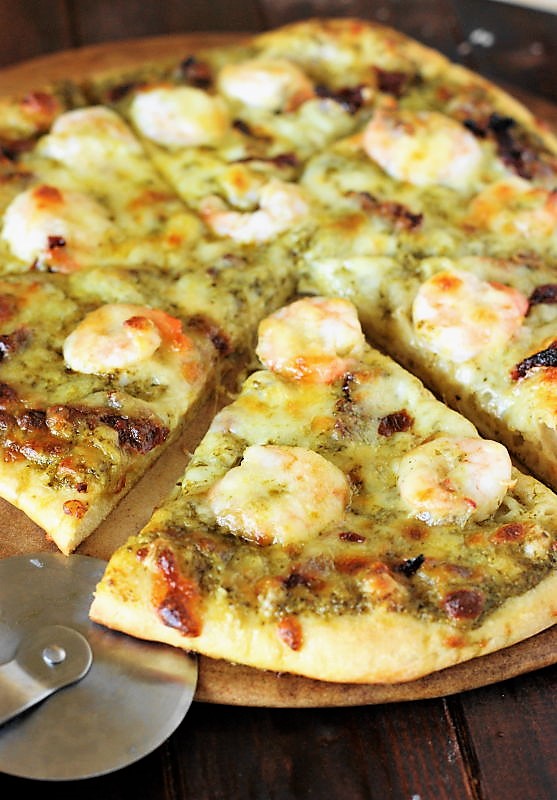 Shrimp & Pesto Pizza with SunDried Tomatoes The Kitchen is My Playground