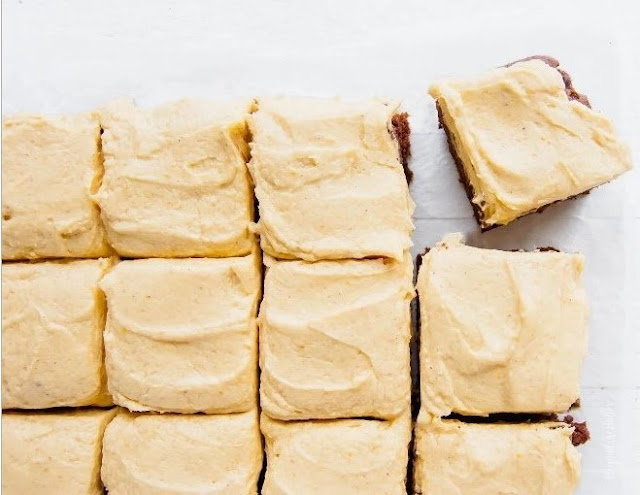 Frosted Pumpkin Brownies #desserts #cake