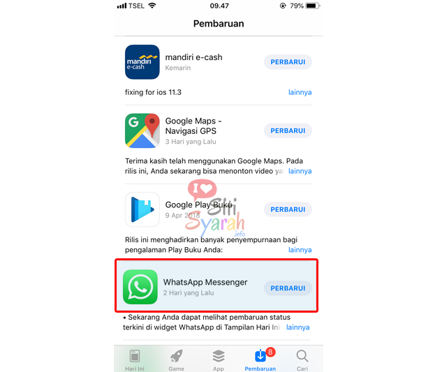 cara memperbarui whatsapp di iPhone