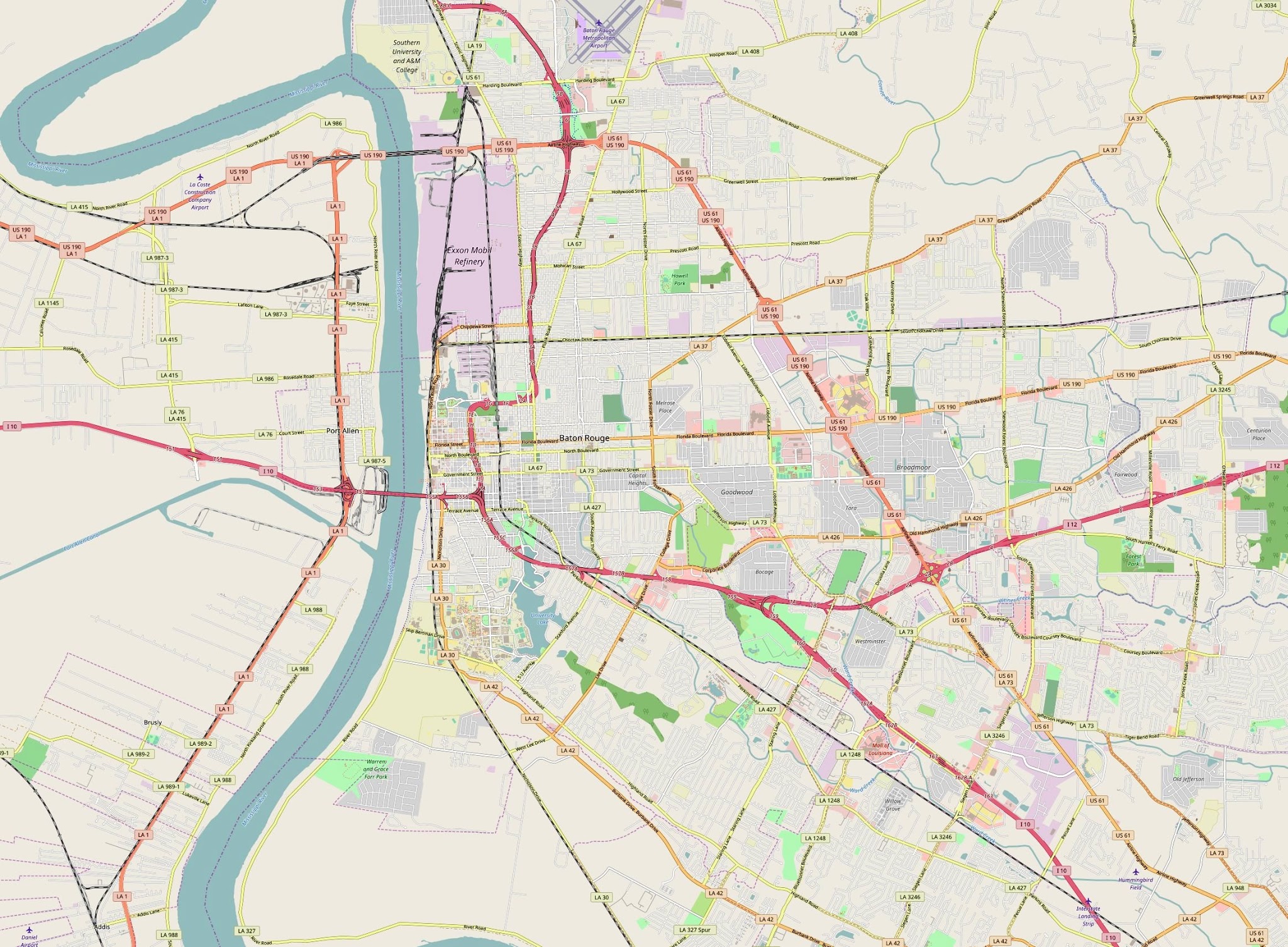 Illustrator map Baton Rouge Louisiana