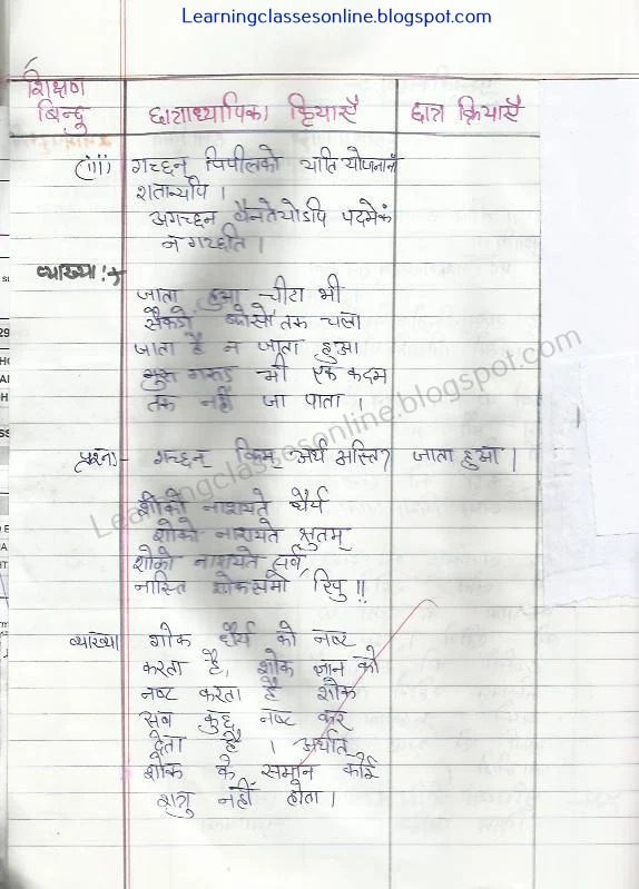 lesson plan of sanskrit for b.ed students