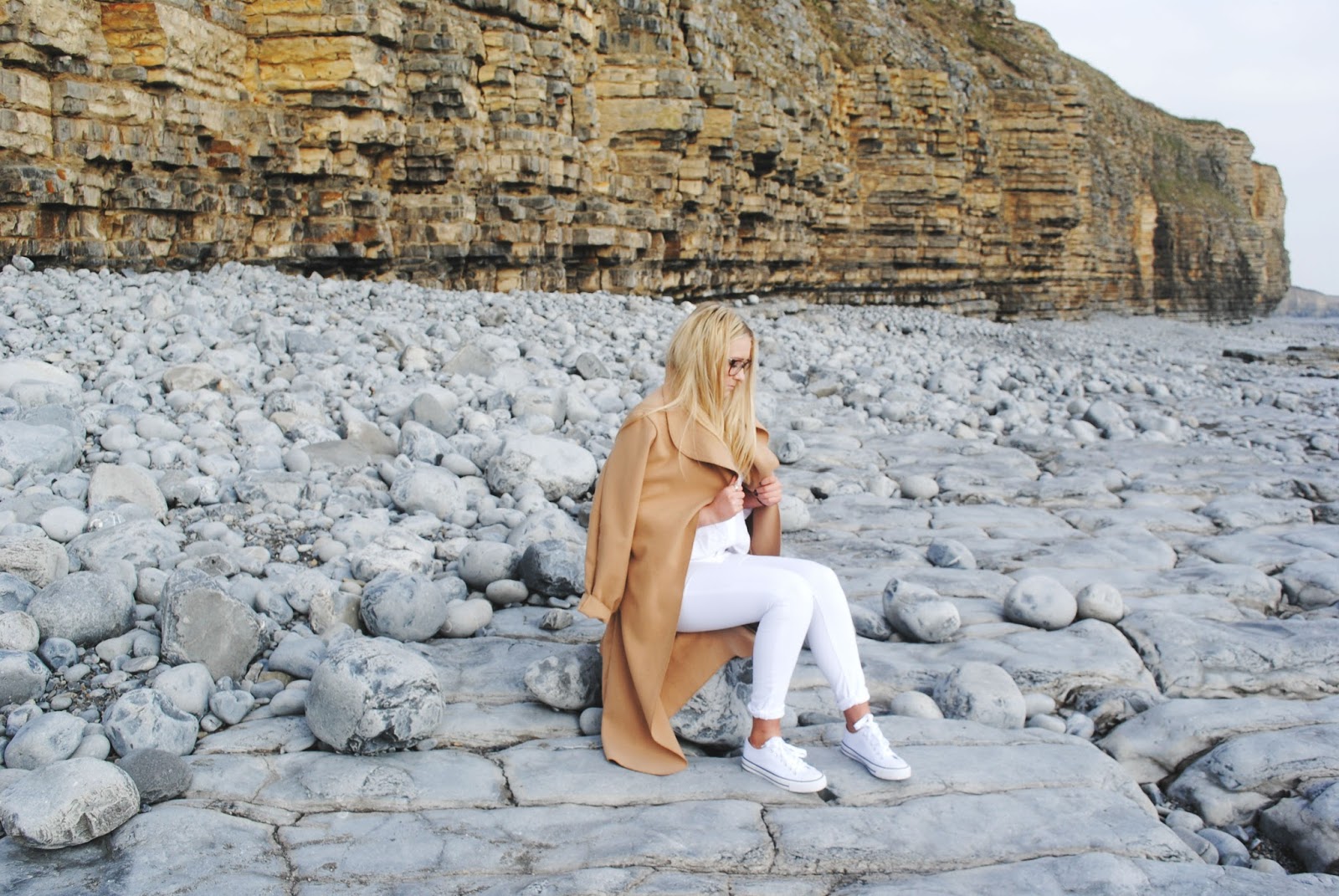 style edit fashion asos white jeans h&m camel coat converse primark specsavers love moschino beach sea