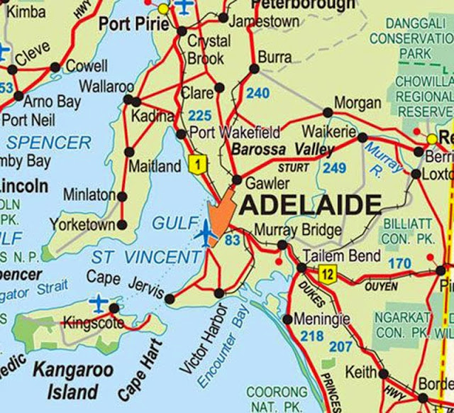 Mapa ra região de Adelaide – Austrália