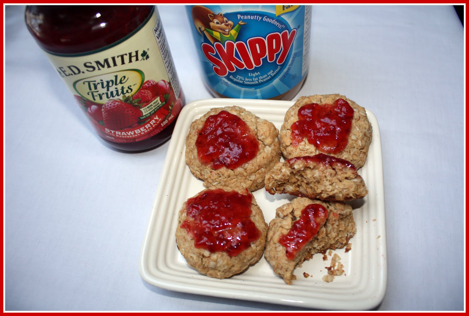 {upsy daisy} Healthy Peanut Butter Cookies with Strawberry Jam