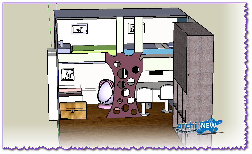 Download Sketchup 3D file rental sh bedroom 3DDWG 3D Models for free