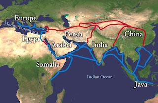 Spice trade routes between Asia and Europe