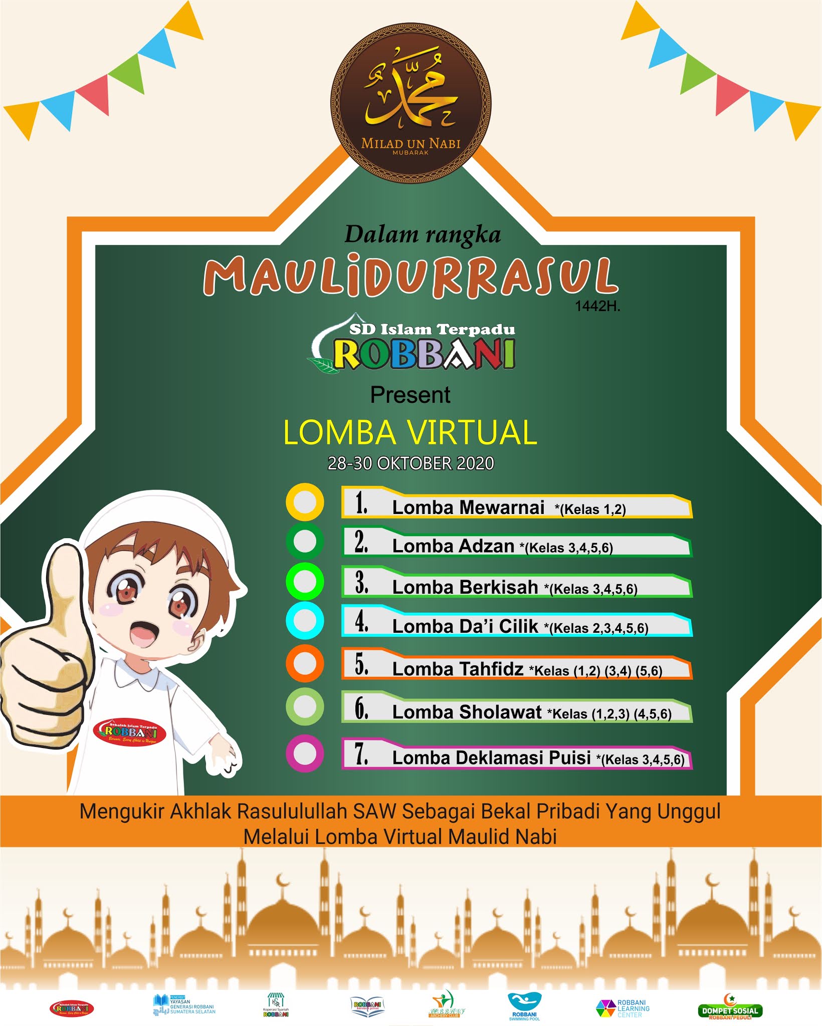 Pengumuman Lomba Virtual Peringatan Hari Maulid Nabi Di Sd It Robbani Sit Robbani