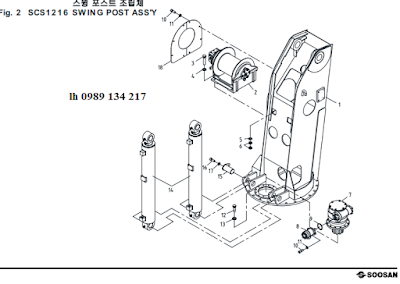 Tời chính- xy lanh nâng cần- Hộp giảm tốc quay toa của Cẩu soosan 12 tấn SCS1216 Tời chính- xy lanh nâng cần- Hộp giảm tốc quay toa của Cẩu soosan 12 tấn SCS1216