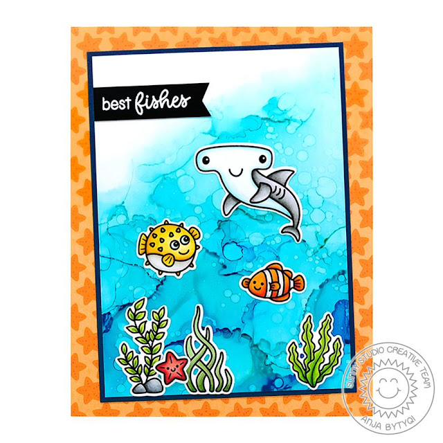Sunny Studio Stamps: Best Fishes Magical Mermaids Oceans of Joy Best Wishes Punny Cards by Vanessa Menhorn and Anja Bytyqi