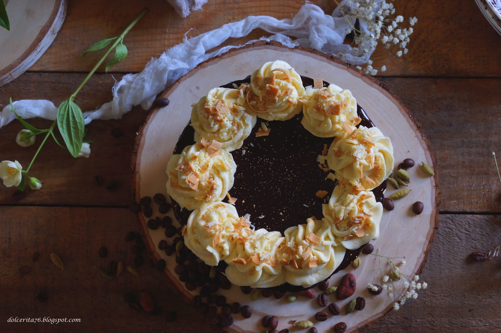 Dolce Rita Coffee Sponge Cake with White Chocolate and Cardamom Ganache!