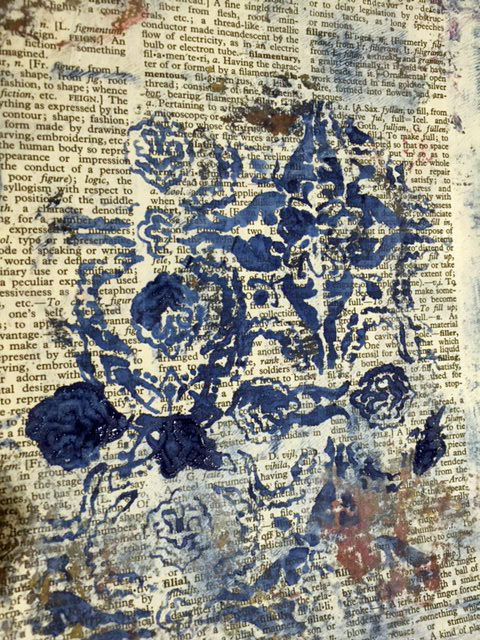 Crumpled Gel Prints on Deli Paper with Peacock Stencils–Tutorial Tidbits 