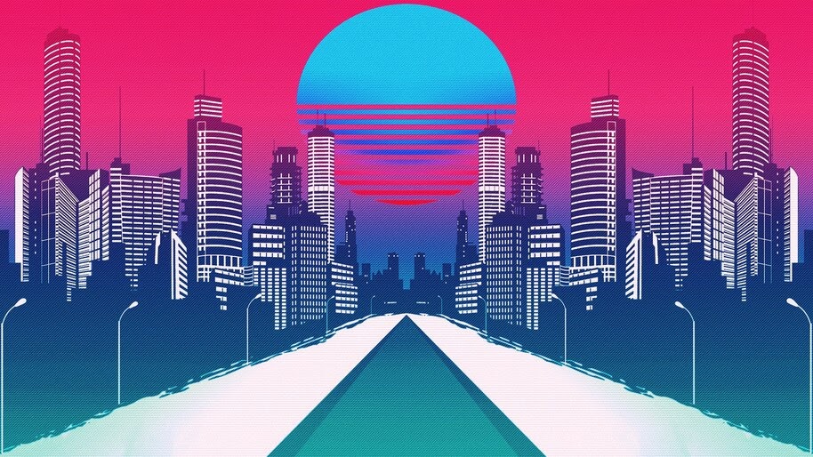 Minimalist, Neon, City, Landscape, Digital Art, 4K, #4.2037