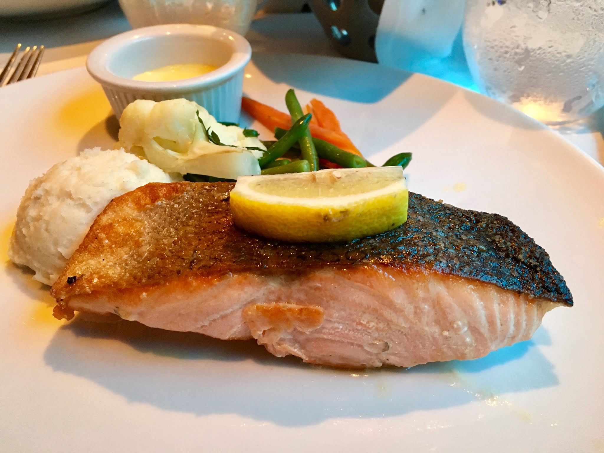 Celebrity Cruises main dining room menu salmon