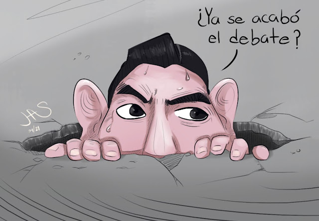 Armando Ayala, campaña, debate, caricatura