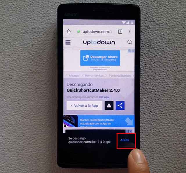 ejecutar aplicación QuickShortcutMaker