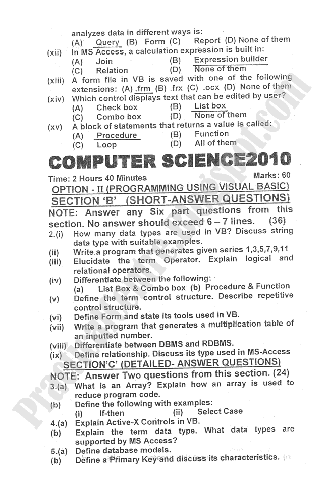 Computer-science-2010-five-year-paper-class-XII