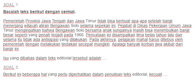 Contoh Soal Menulis Teks Editorial