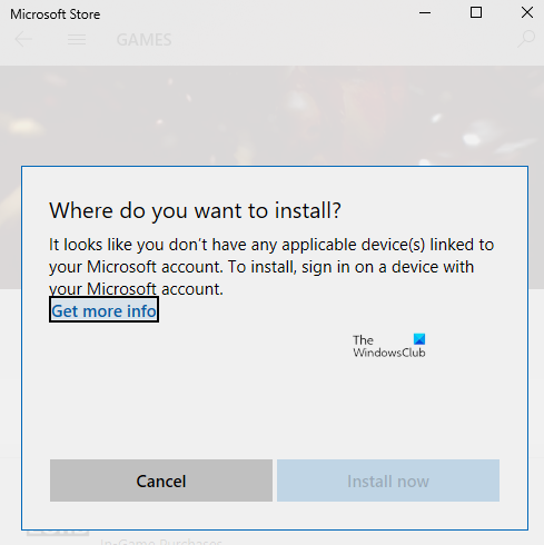 Microsoftアカウントにリンクされている該当するデバイスがないようです