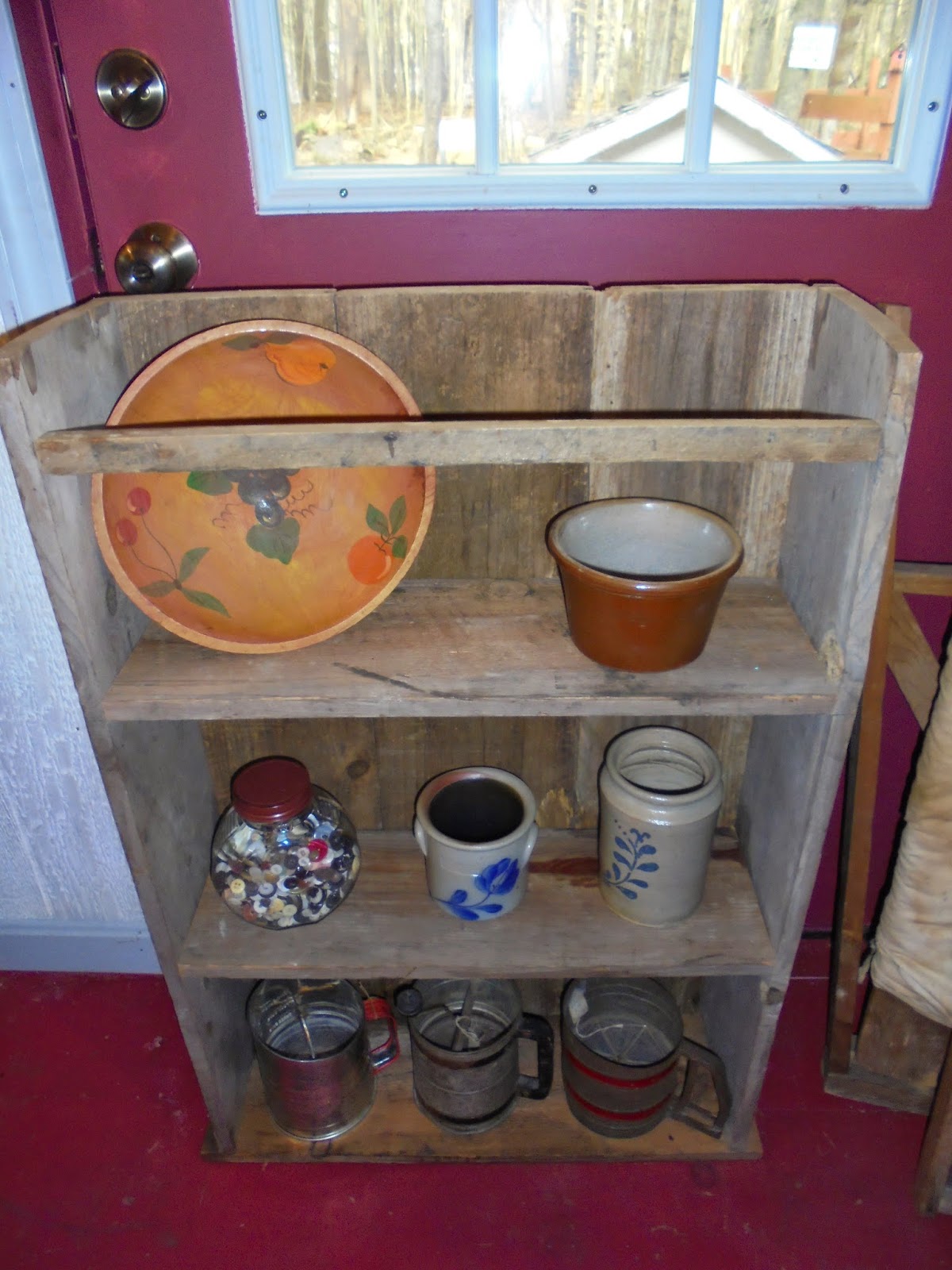 Log Cabin Antiques & Gifts Rustic and primitive handcrafted shelving unit