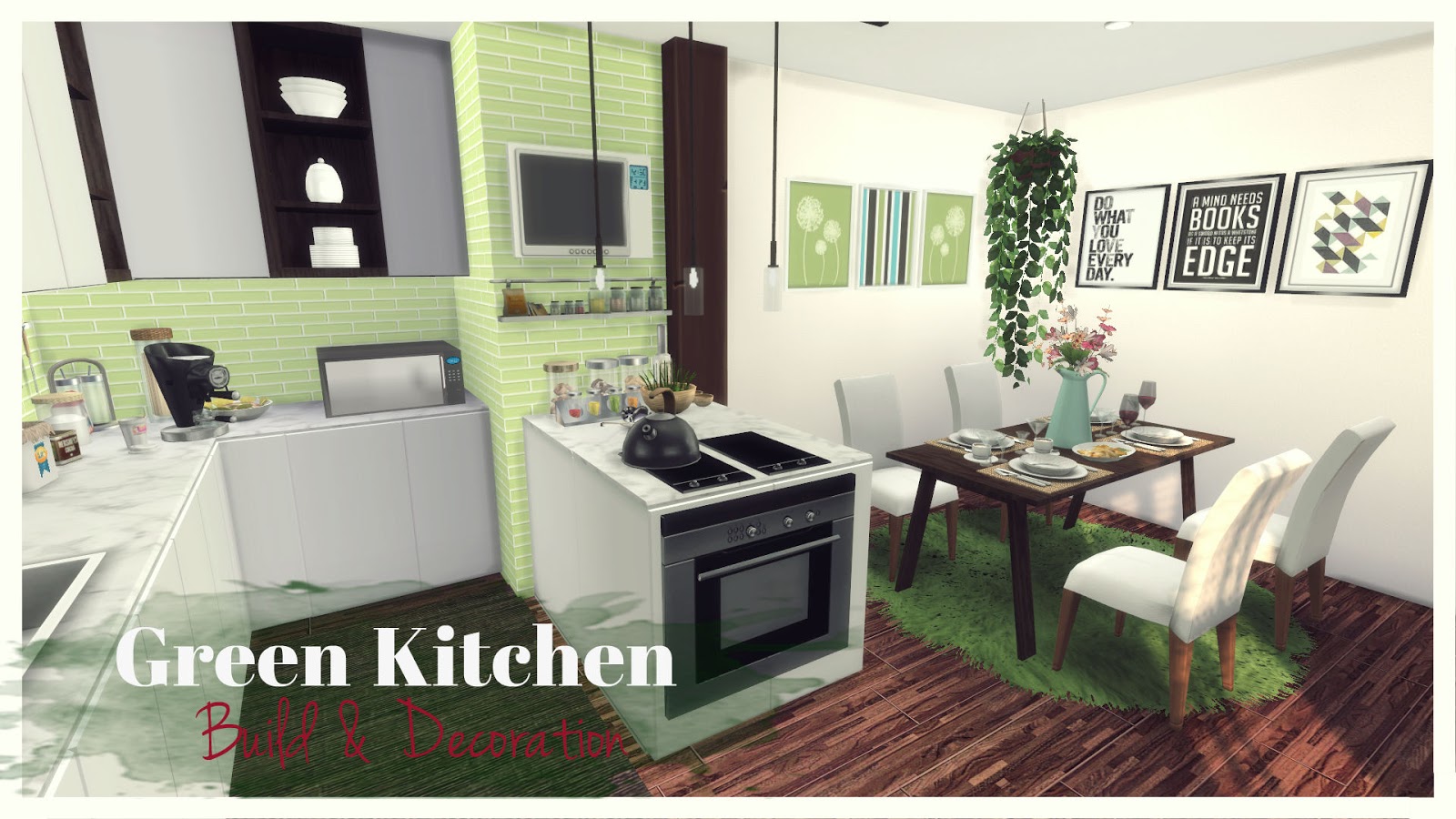 Sims 4 - Green Kitchen (Room + Mods for Download) - Dinha