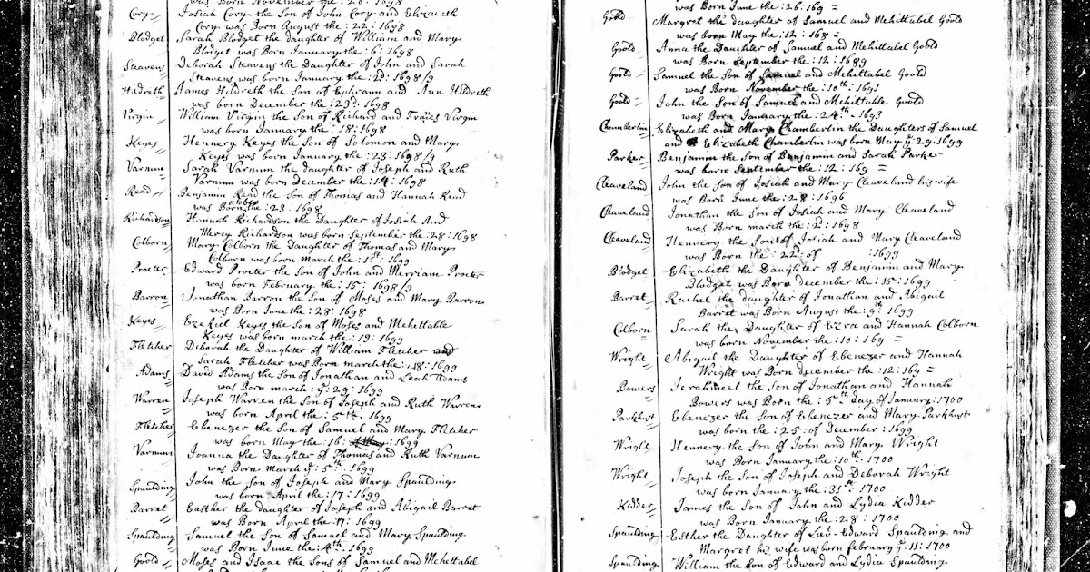 GeneaMusings 1698 Birth Record of James Hildreth (16981761