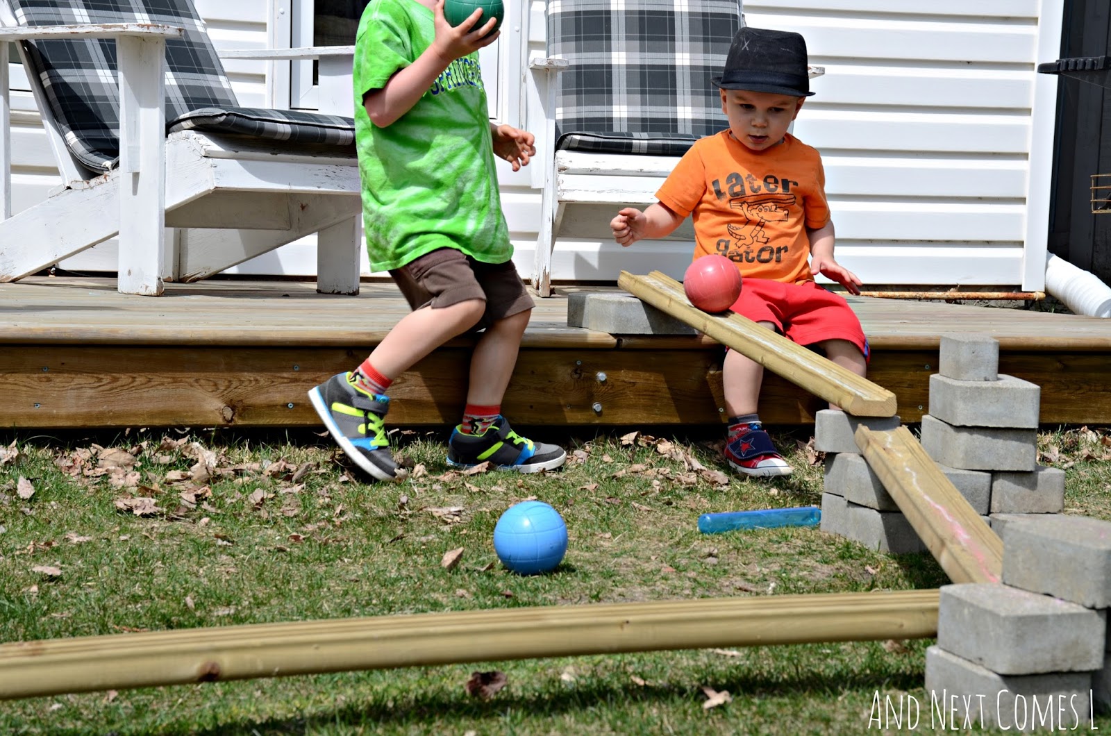 DIY Ball Run for Kids Building with Loose Parts in the Backyard And