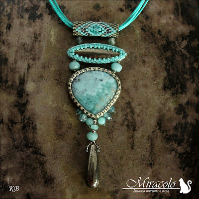 wisior z larimarem i apatytem, larimar pendant