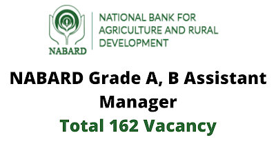 Free Job Alert: NABARD Assistant Manager Grade A, B Vacancy 2021 -Notification For Total 162 Post Free Job Alert: NABARD Assistant Manager Grade A, B Vacancy 2021 -Notification For Total 162 Post