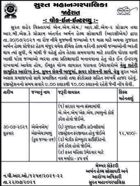 46 Posts - Surat Municipal Corporation Recruitment 2021