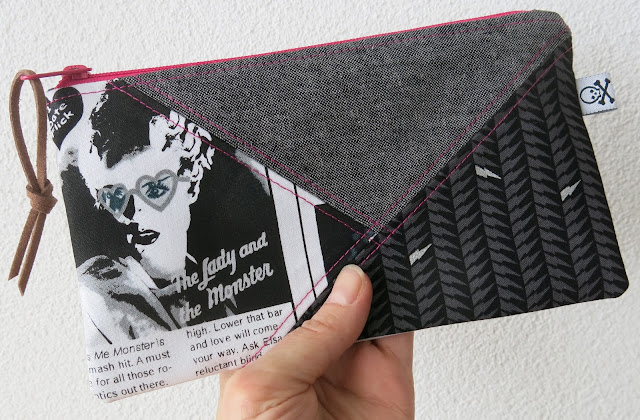 Luna Lovequilts - Color block pouch by sotak handmade in black and white