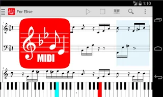 تطبيق هاتفي midi score عند العزف يكتب النوتة