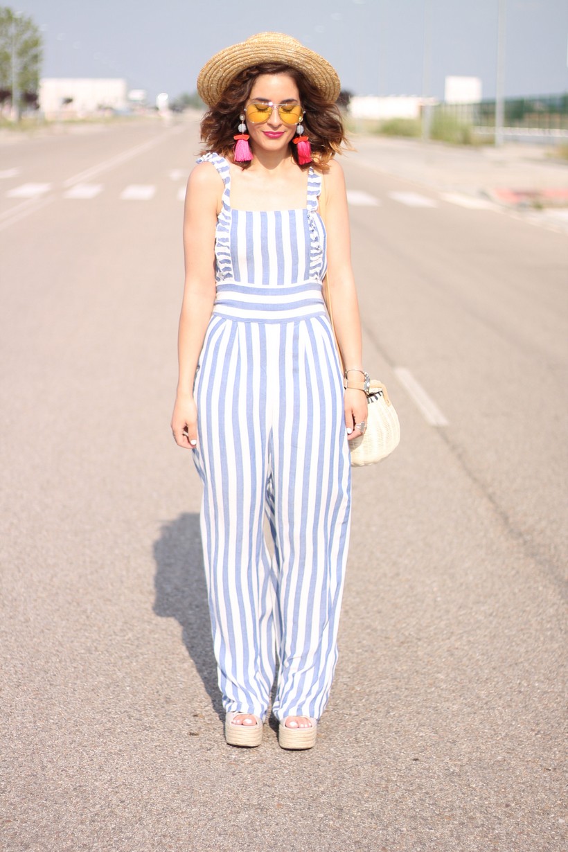 Relaxed Fit Jumpsuit with Statement Earrings