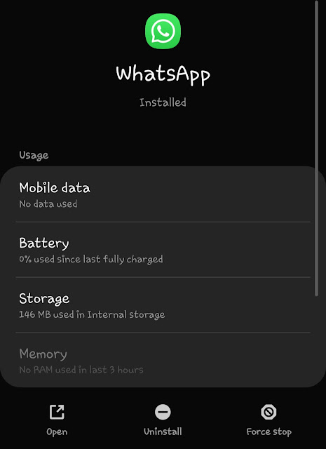 Force stop WhatsApp