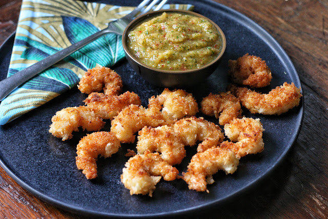 Coconut Shrimp with Spicy Mango Peach Salsa