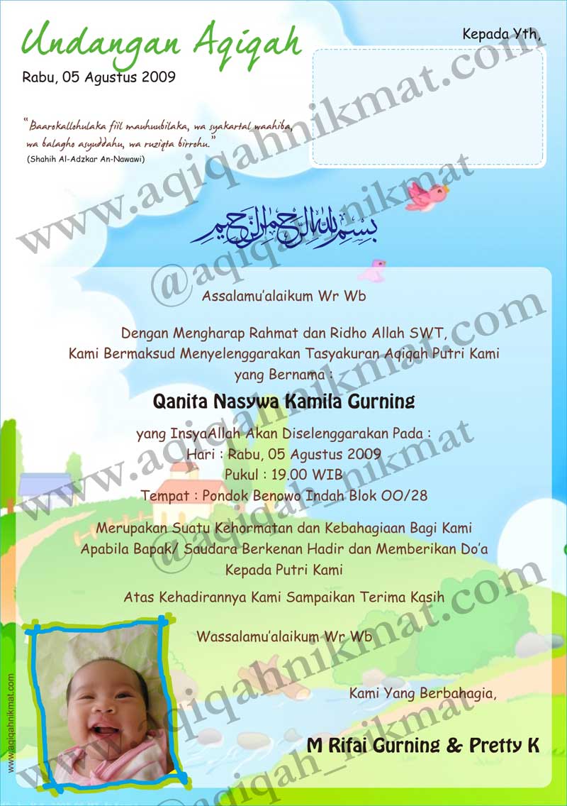 Contoh Surat Jemputan Cukur Jambul