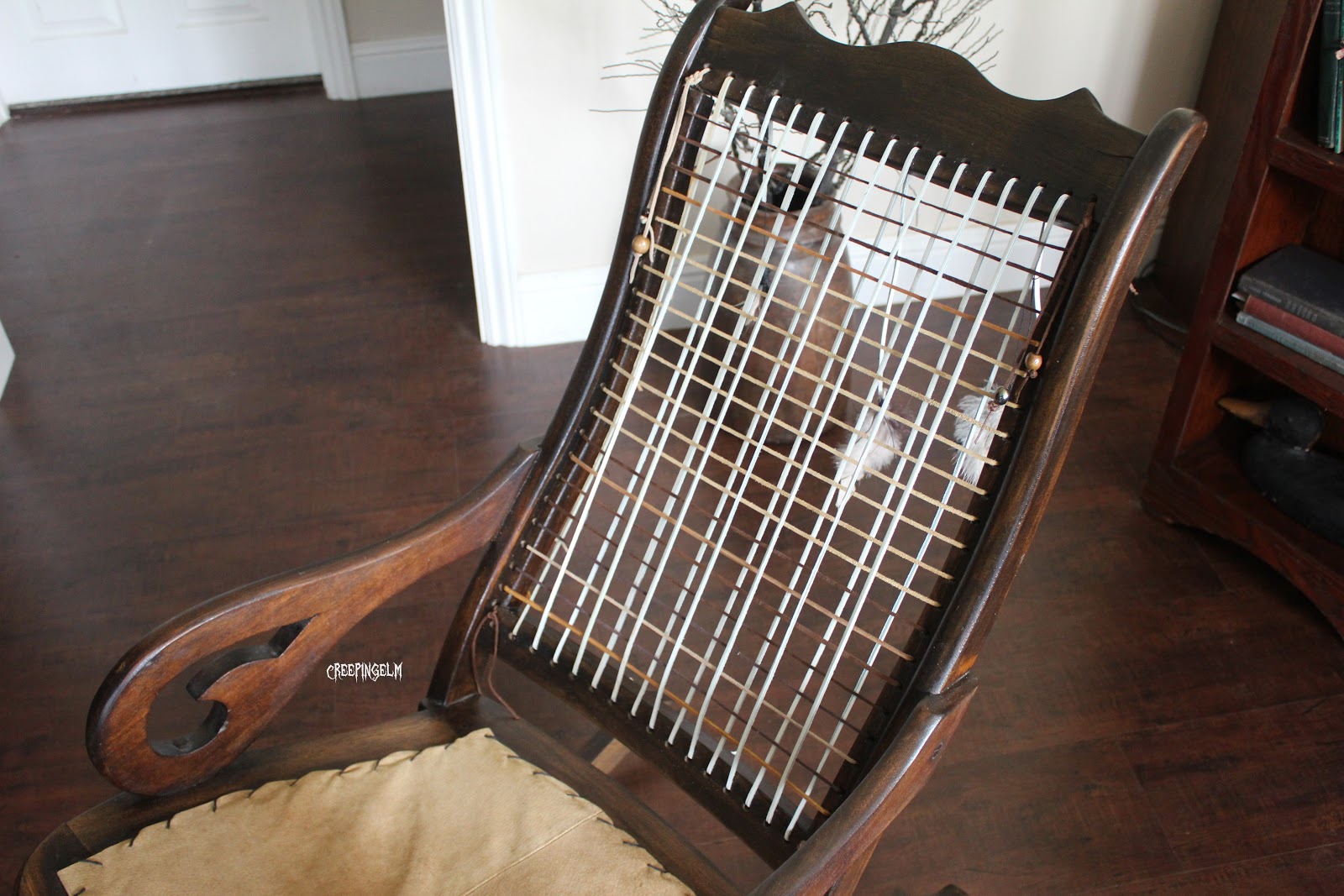 CreepingElm dream catcher rocking chair repurposed furniture by