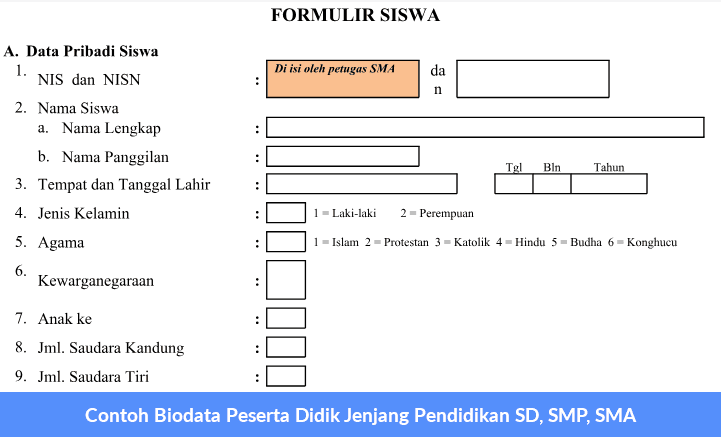 Contoh Biodata Peserta Didik Jenjang Pendidikan Sd Smp Sma Operator Sekolah Contoh Biodata Peserta Didik Jenjang Pendidikan Sd Smp Sma Operator Sekolah